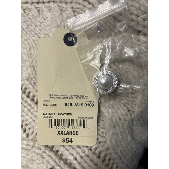 St Johns Bay NWT Oatmeal Color Cardigan with Gems Size XXL - Picture 5 of 9